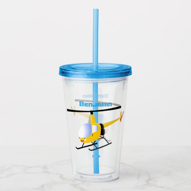 Vaso Acrílico Helicóptero de personalizado alegre amarillo lindo (Anverso)