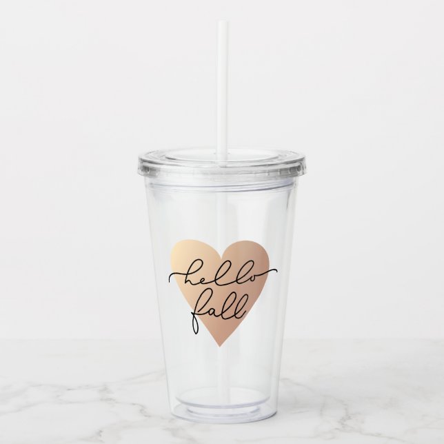 Vaso Acrílico Hello Fall Love Heart (Anverso)