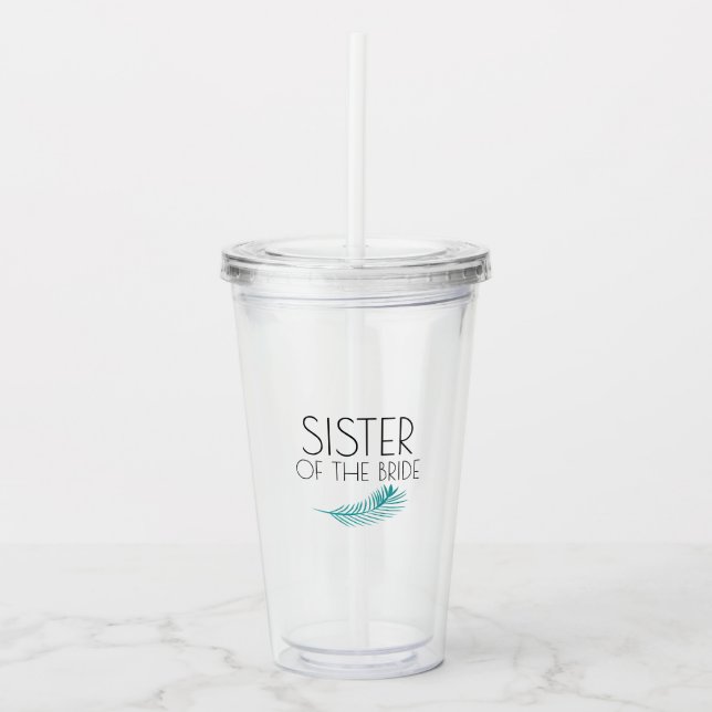 Vaso Acrílico Hermana Palm Tropical deja Fiesta de Bachlorette (Anverso)