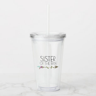 Vaso Acrílico Hermana Tribal Floral Flecha Boda Despedida de Sol