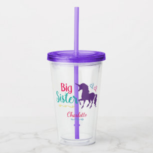 Vaso Acrílico Hermano colorido de la silueta del unicornio de la