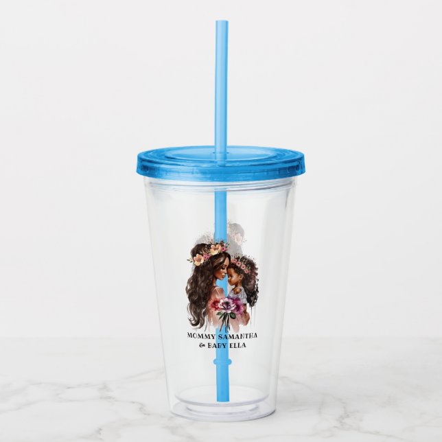 Vaso Acrílico Hermosa mamá negra y hija (Anverso)