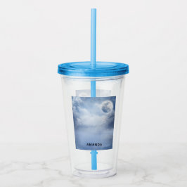 Vaso Acrílico Hermoso cielo azul con cisnes voladores
