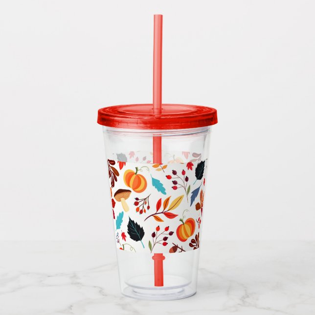 Vaso Acrílico Hermoso patrón de otoño (Anverso)