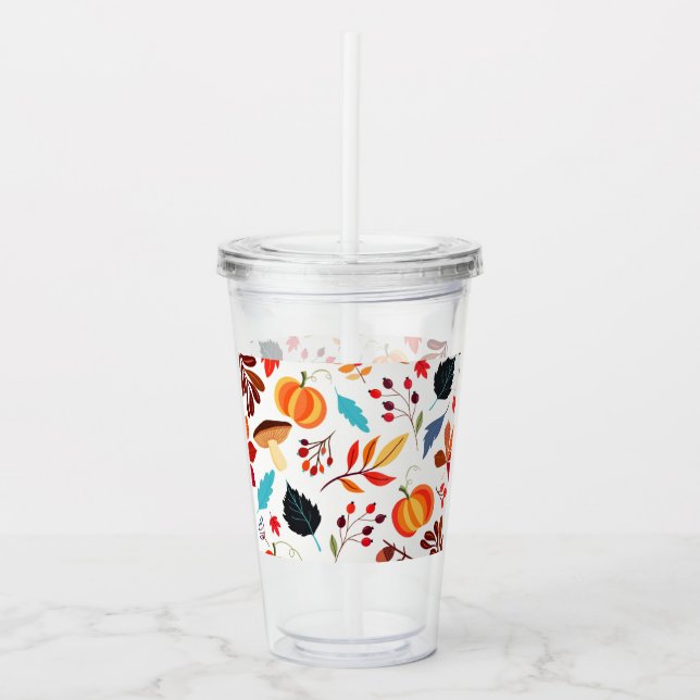 Vaso Acrílico Hermoso patrón de otoño (Anverso)