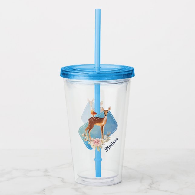 Vaso Acrílico Hermoso perro marrón con puntos blancos (Anverso)