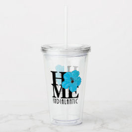 Vaso Acrílico Hibiscus azul indio