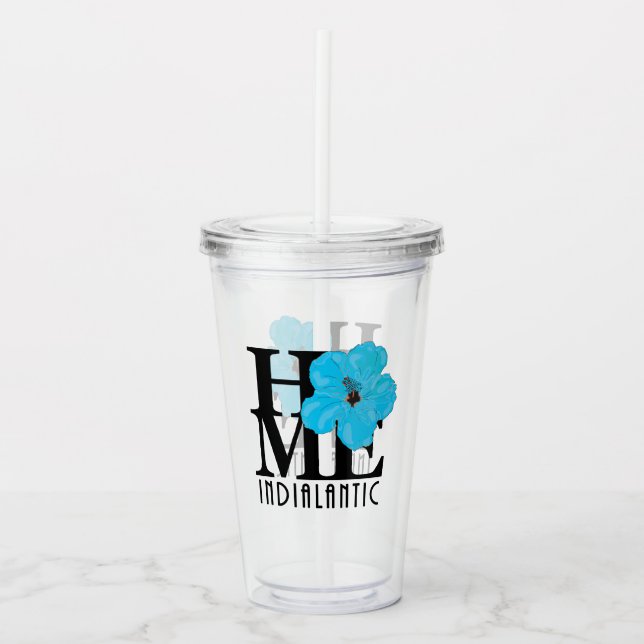 Vaso Acrílico Hibiscus azul indio (Anverso)