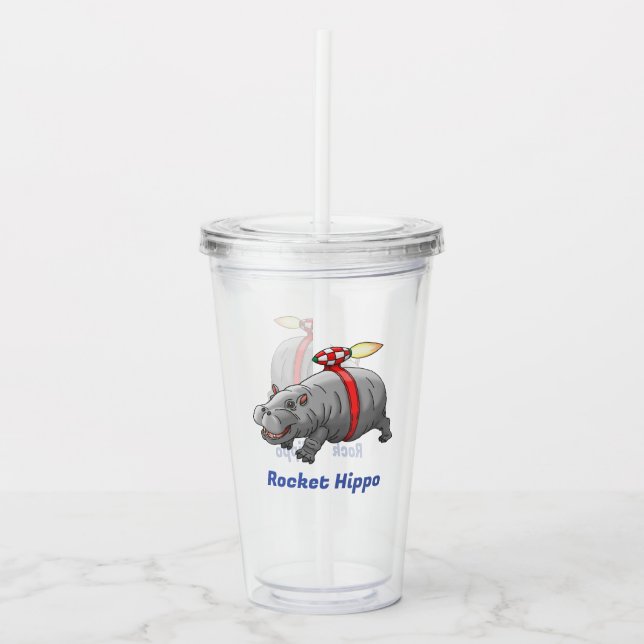 Vaso Acrílico Hipopótamo Cohete (Anverso)