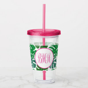 Vaso Acrílico Hoja de palma y monograma