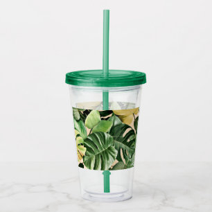 Vaso Acrílico Hoja floral/hawaiana/tropical