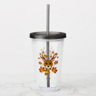 Vaso Acrílico Hojas de arce de ciervo de otoño