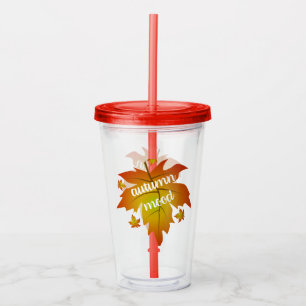 Vaso Acrílico Hojas de arce en la tipografía de humor de otoño