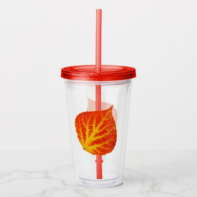 Vaso Acrílico Hojas de lápiz rojo y amarillo #10 (Anverso)