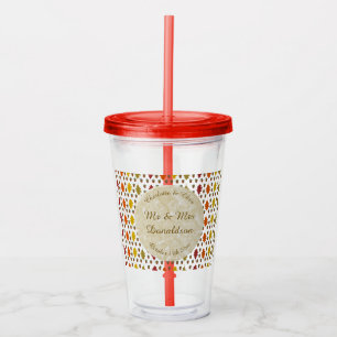 Vaso Acrílico Hojas de roble y maíz Personalizado Boda otoño