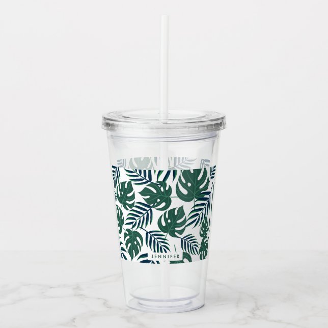 Vaso Acrílico Hojas tropicales (Anverso)