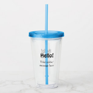Vaso Acrílico Hola agregar mensaje de nombre simple mínimo tem d