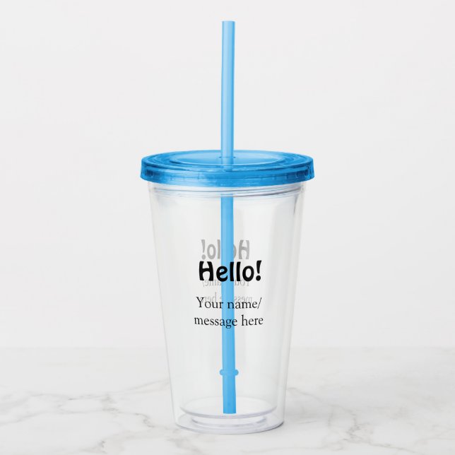 Vaso Acrílico Hola agregar mensaje de nombre simple mínimo tem d (Anverso)