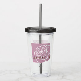 Vaso Acrílico Hola Hermoso - Rosa Floral Rosa Chic Moderno