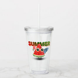 Vaso Acrílico Hola Verano Cute Sandía Arte de Playa