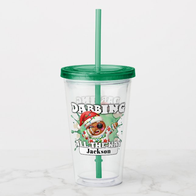 Vaso Acrílico Hombre de Jengibre Hace Dab Personalizado Navidad (Anverso)