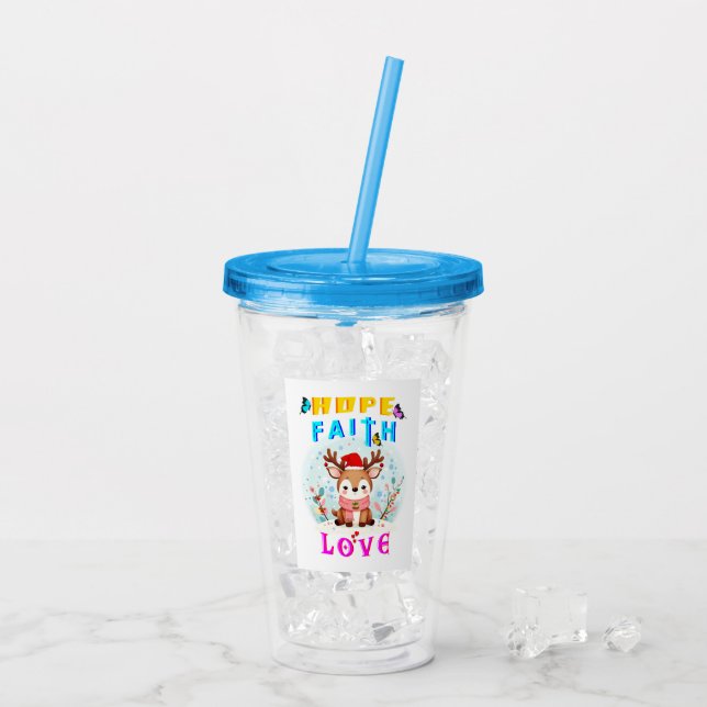 Vaso Acrílico Hope Faith Love (Reverso (hielo))