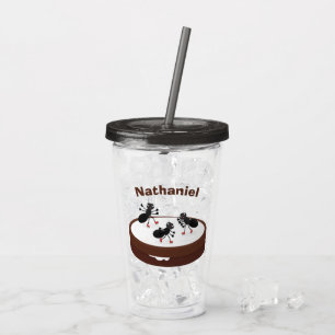 Vaso Acrílico Hormigas felices patinando hielo en personalizado