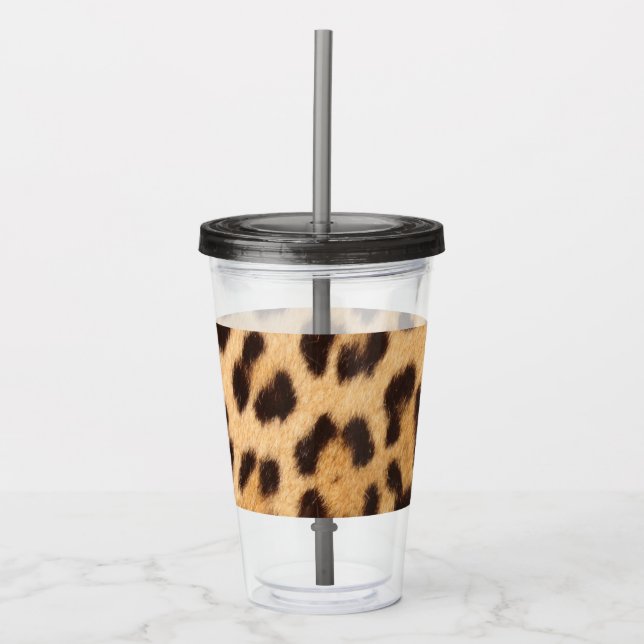 Vaso Acrílico huella de leopardo silvestre de moda giratoria (Anverso)