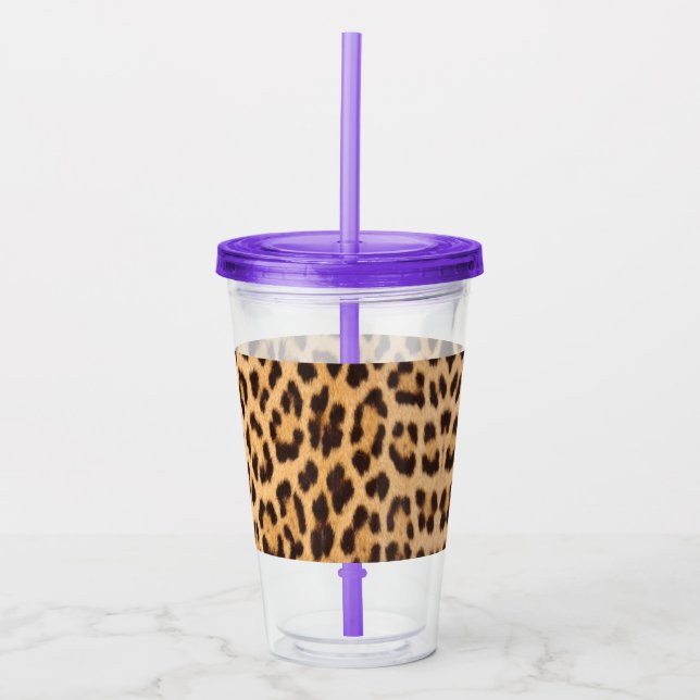 Vaso Acrílico huella de leopardo silvestre de moda giratoria (Anverso)