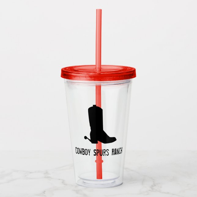 Vaso Acrílico Huevo de Cowboy Boot Silhouette Ranch Nombre Niños (Anverso)