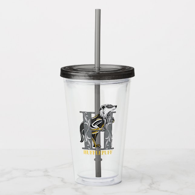 Vaso Acrílico HUFFLEPUFF™ Crosshatched Emblem (Anverso)