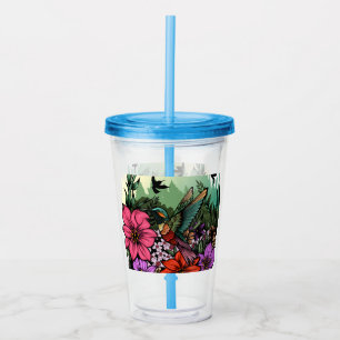 Vaso Acrílico Hummingbird Garden
