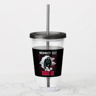 Vaso Acrílico Humor de desarrollador web 'Mono ve código hace'