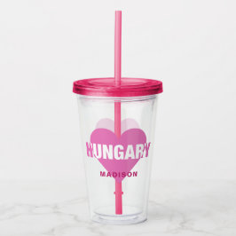 Vaso Acrílico Hungría Amar los tumblers de nombre personalizado