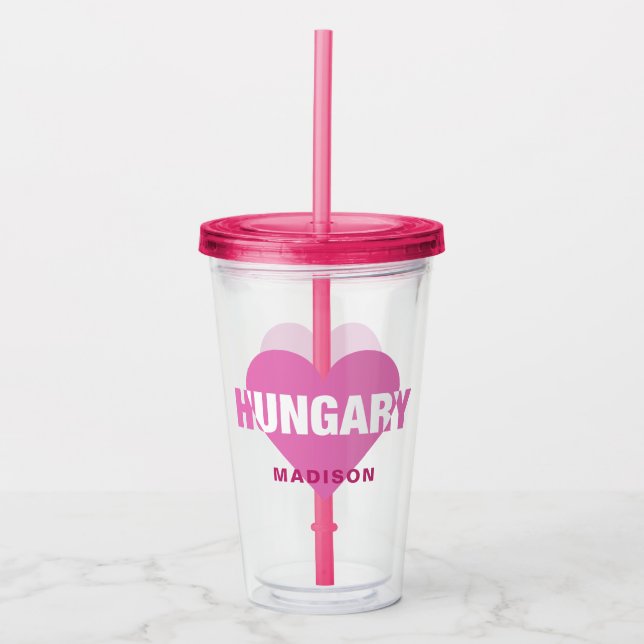Vaso Acrílico Hungría Amar los tumblers de nombre personalizado (Anverso)