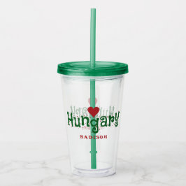 Vaso Acrílico Hungría Amar los tumblers de nombre personalizado