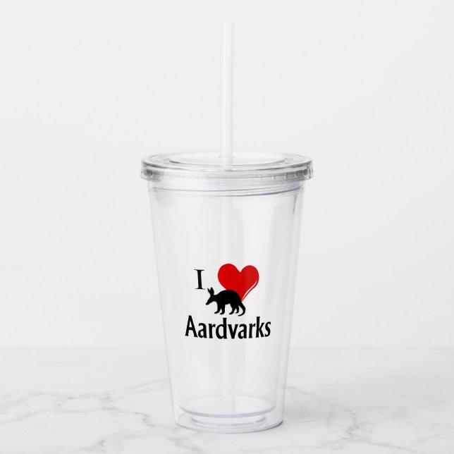 Vaso Acrílico I Heart Aardvarks (Anverso)