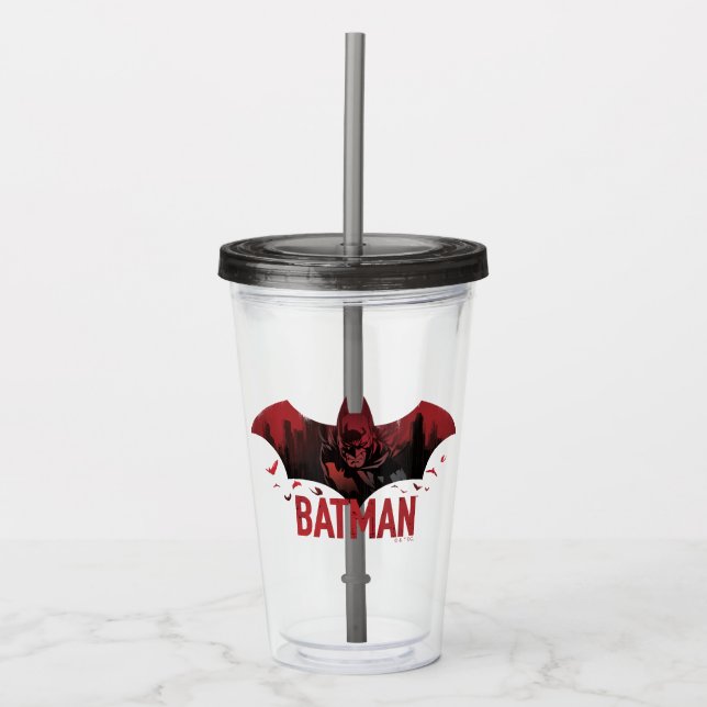 Vaso Acrílico Icono de Batman Crimson Gotham (Anverso)
