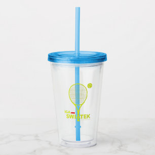 Vaso Acrílico Iga Swiatek, tenista, cabra, campeón