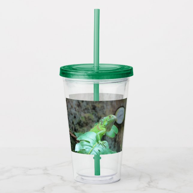 Vaso Acrílico iguana verde (Anverso)