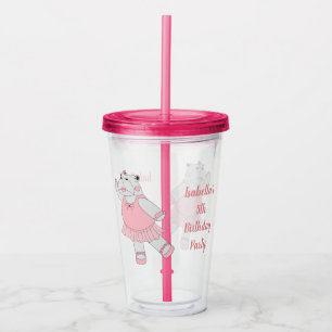 Vaso Acrílico illusima Ballerina Hippo con texto