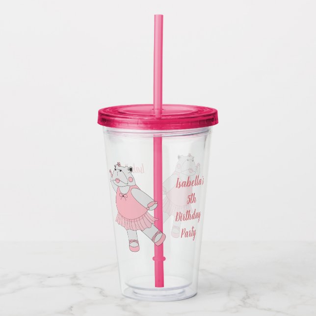 Vaso Acrílico illusima Ballerina Hippo con texto (Anverso)