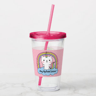 Vaso Acrílico Ilustracion Cat Unicorn