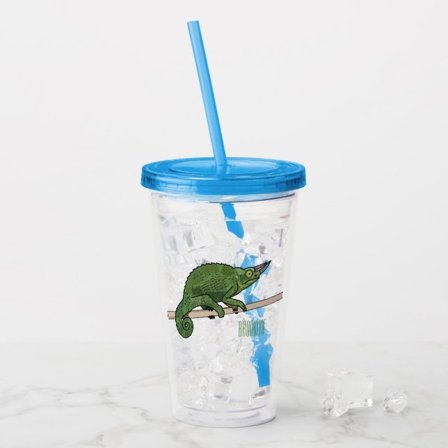 Vaso Acrílico Ilustracion chameleon personalizado de Jackson (Anverso (hielo))