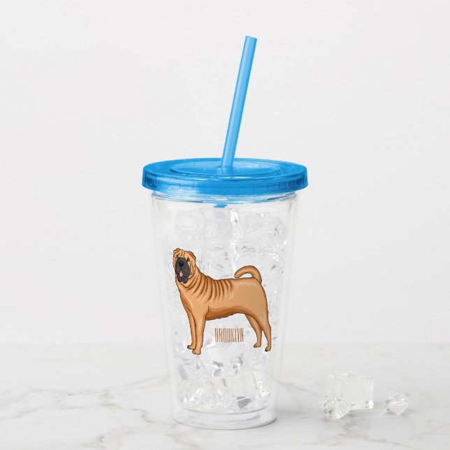 Vaso Acrílico Ilustracion chino de personalizado de perro Shar-P (Reverso (hielo))