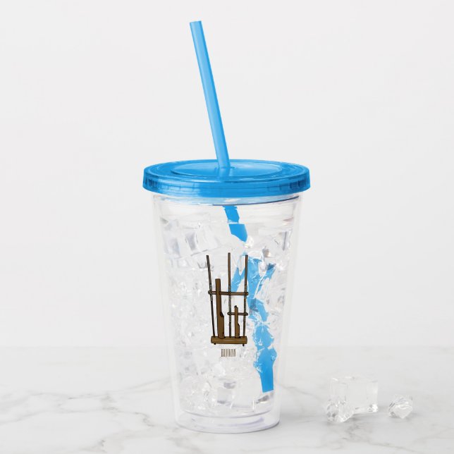 Vaso Acrílico Ilustracion de Angklung personalizado (Anverso (hielo))