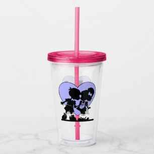Vaso Acrílico Ilustracion de besos retro