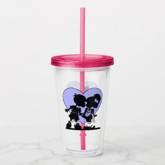 Vaso Acrílico Ilustracion de besos retro