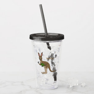 Vaso Acrílico Ilustracion de canguro australiano bastante feliz
