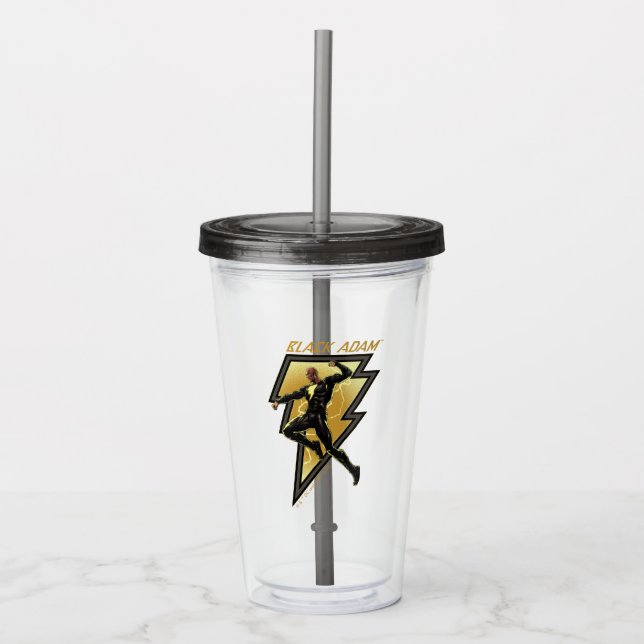 Vaso Acrílico Ilustracion de caracteres Black Adam Lightning Bol (Anverso)